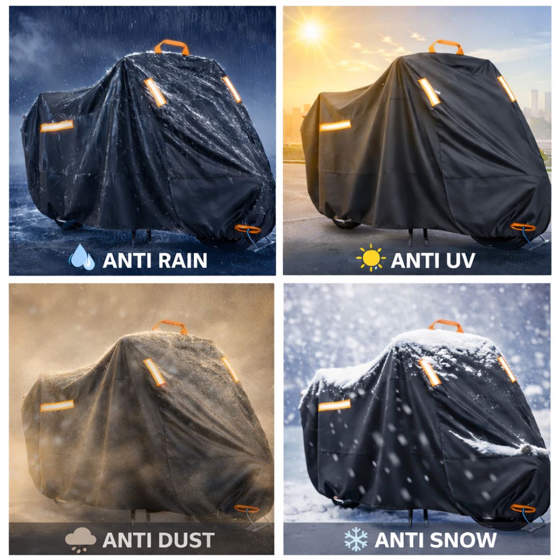 All-Weather Outdoor Motorcycle Cover - Waterproof, UV & Snow Protection