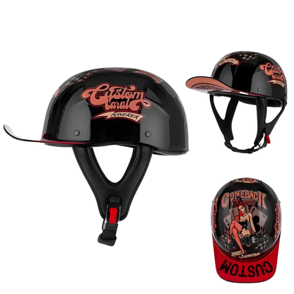Retro Biker Half Helmet – Lightweight Skull Cap for Cruiser Riders
