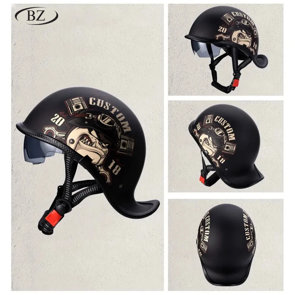 Minimalist Retro Shell-Shaped Half-Face Helmet