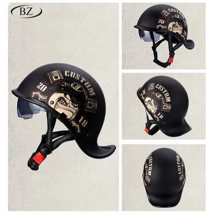 Minimalist Retro Shell-Shaped Half-Face Helmet