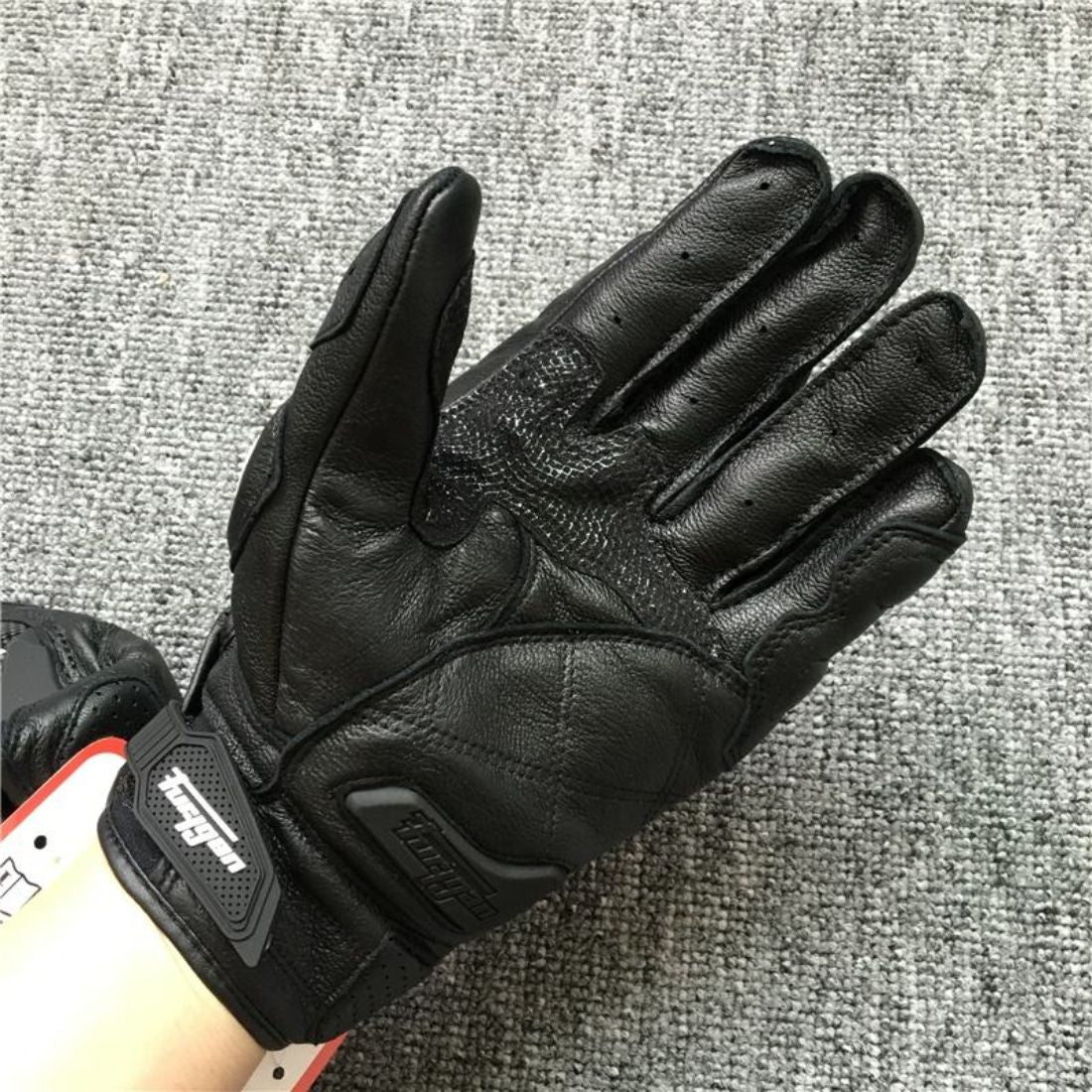 BikerZonez™  Armored Leather Riding Gloves – Carbon Knuckle Protection