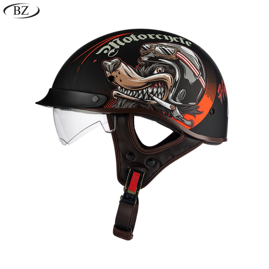 Old School Rider Half-Face Helmet - DOT Approved