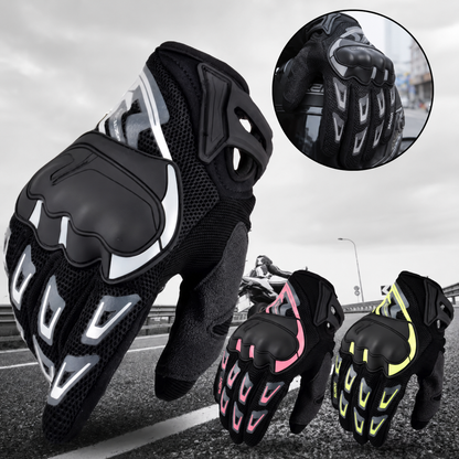 BikerZoneZ™ Summer Breathable Touch Screen Motorcycle Gloves - Hard-Shell Protection