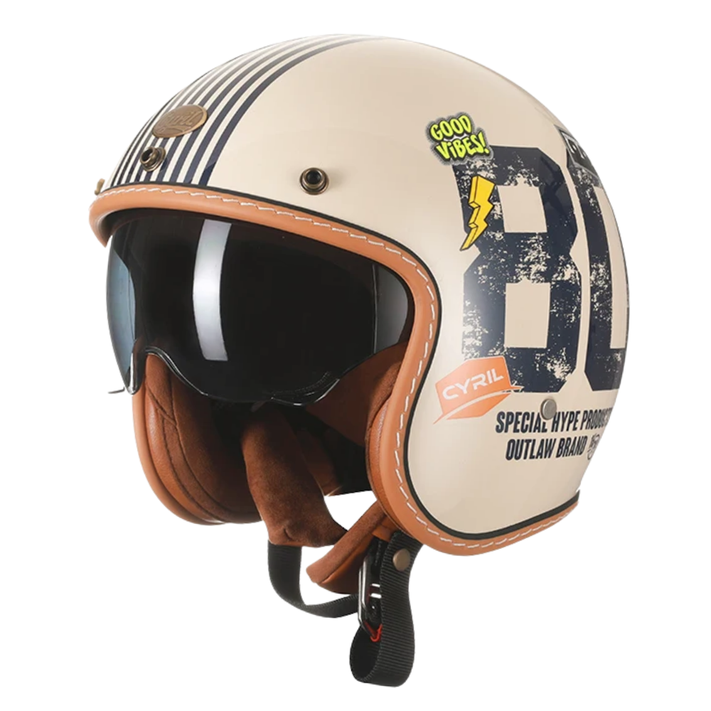 CYRIL B206 Retro Open Face Helmet – DOT & ECE Approved