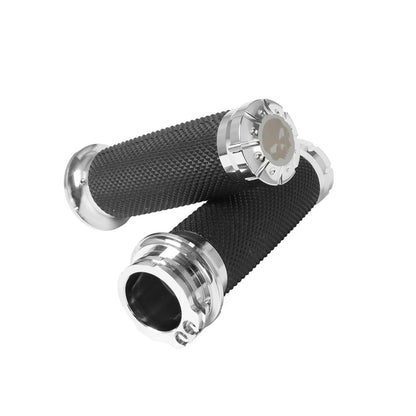 Universal CNC Aluminum & Rubber Motorcycle Handlebar Grips – 1 Inch