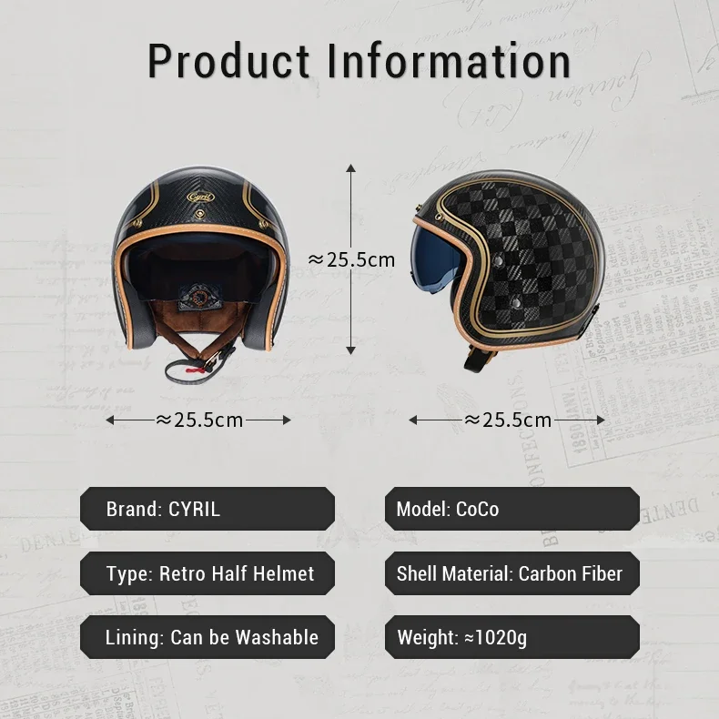 Carbon Fiber Retro Open Face Helmet – DOT Certified