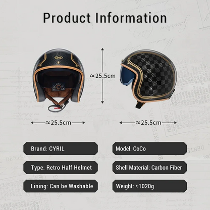 Carbon Fiber Retro Open Face Helmet – DOT Certified