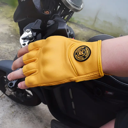 Motorcycle Half Finger Leather Gloves
