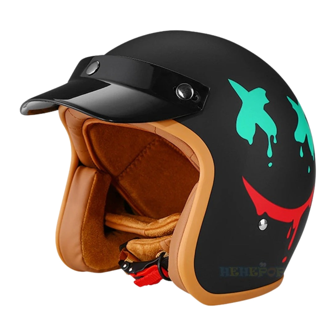Vintage Open Face Motorcycle Helmet – 3/4 Retro Style for Men | DOT & ECE Approved Vintage Open Face Motorcycle Helmet – 3/4 Retro Style for Men | DOT & ECE Approved