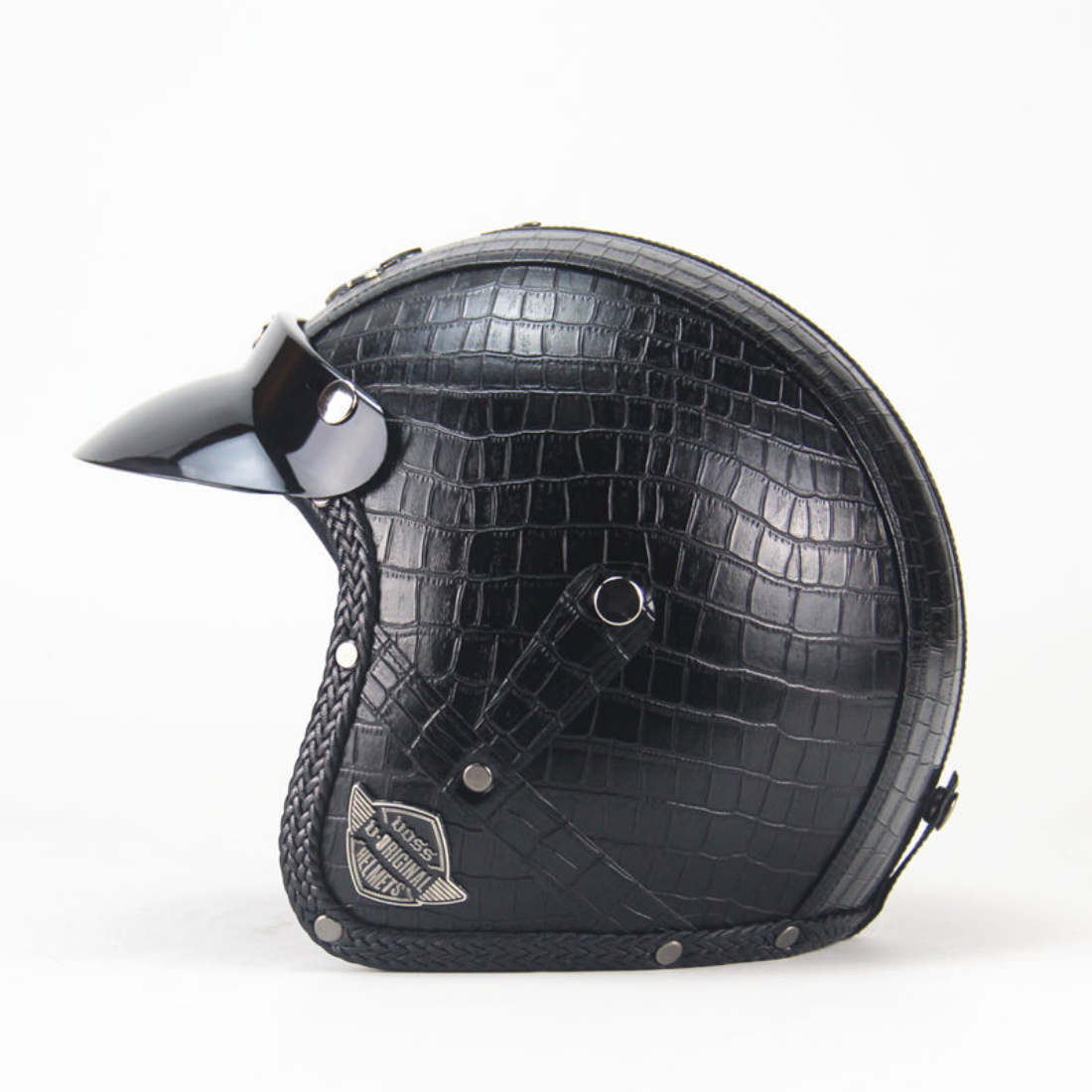 Premium Vintage Leather Open Face Helmet - DOT & ECE Approved