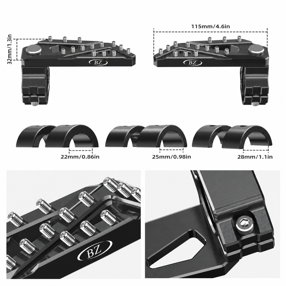 BikerZoneZ™ Adjustable Highway Foot Pegs