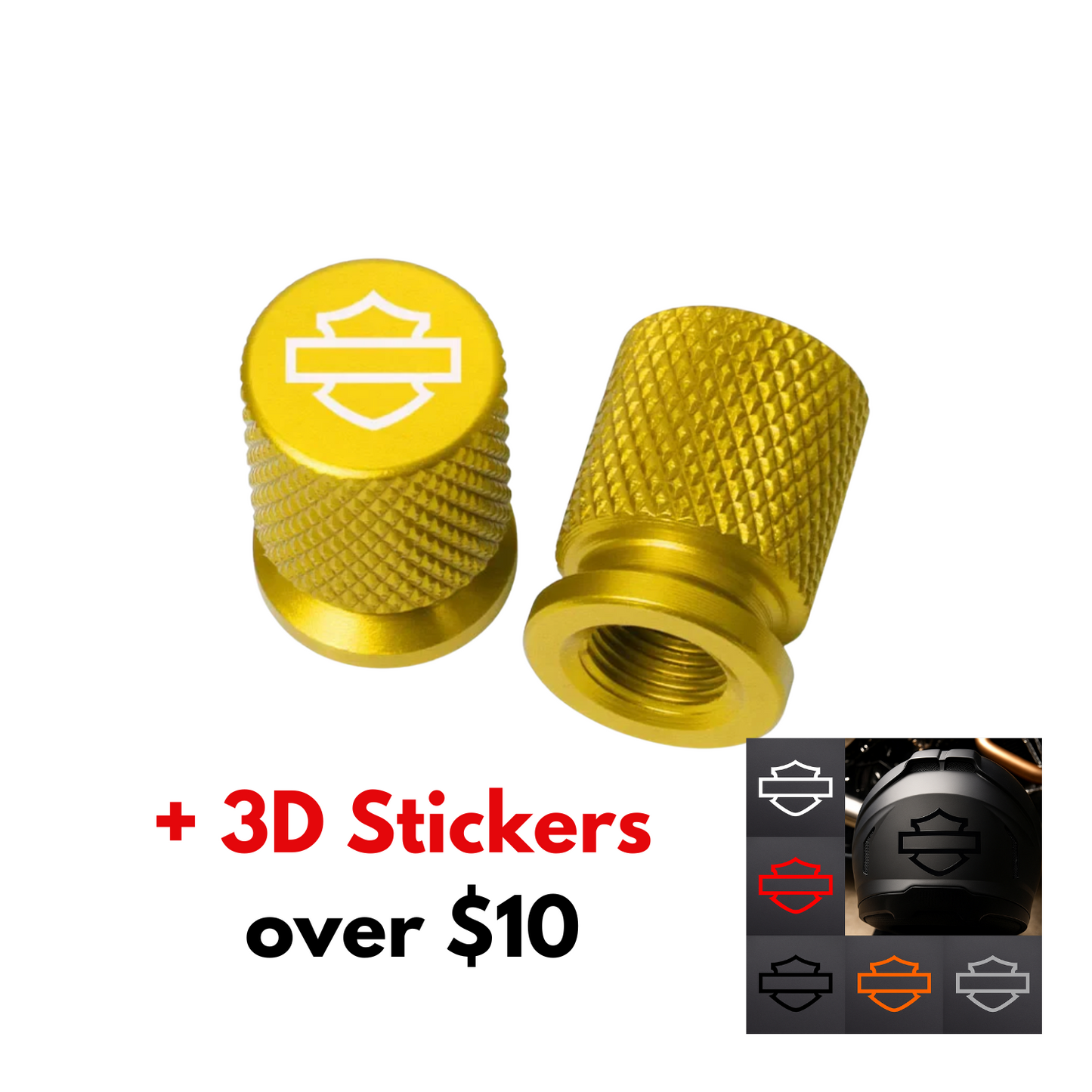 Motorcycle Valve Caps + Free 3D Premium Stickers