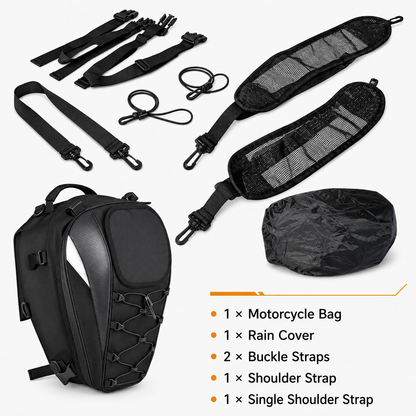 BikerZoneZ 2-in-1 Expandable Motorcycle Tail Bag & Backpack