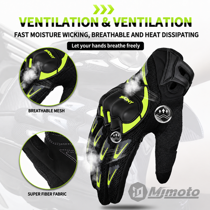 BikerZoneZ™ Summer Breathable Touch Screen Motorcycle Gloves - Hard-Shell Protection