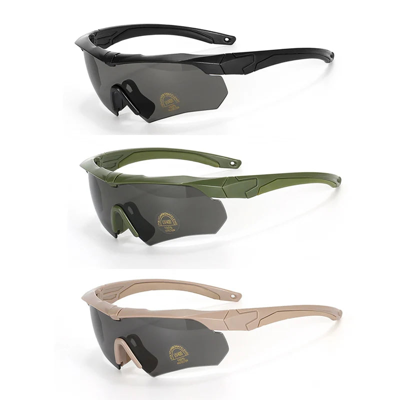 BSG04 Polarized Tactical 3 Lens Set Glasses Outdoor Sports Windproof Dustproof