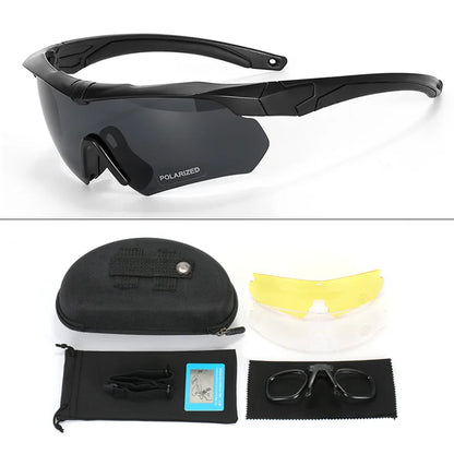 BSG04 Polarized Tactical 3 Lens Set Glasses Outdoor Sports Windproof Dustproof