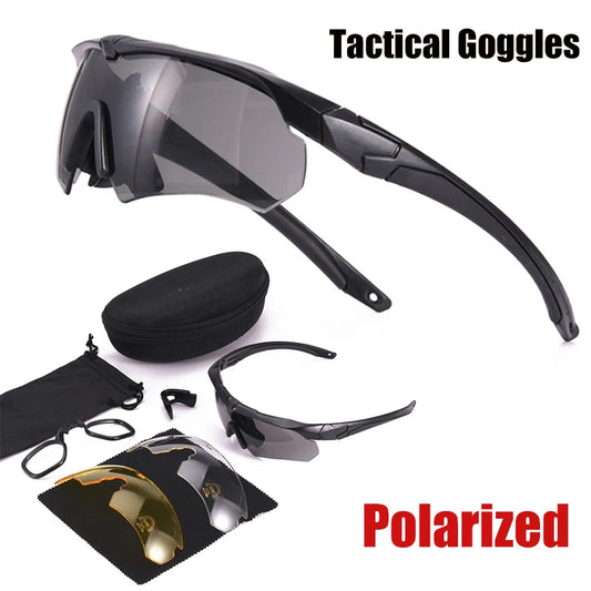 BSG04 Polarized Tactical 3 Lens Set Glasses Outdoor Sports Windproof Dustproof