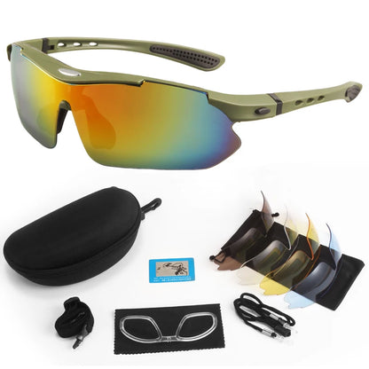 BSG06 5 Lens Set Polarized Tactical Outdoor Sports Windproof Dustproof Glasses