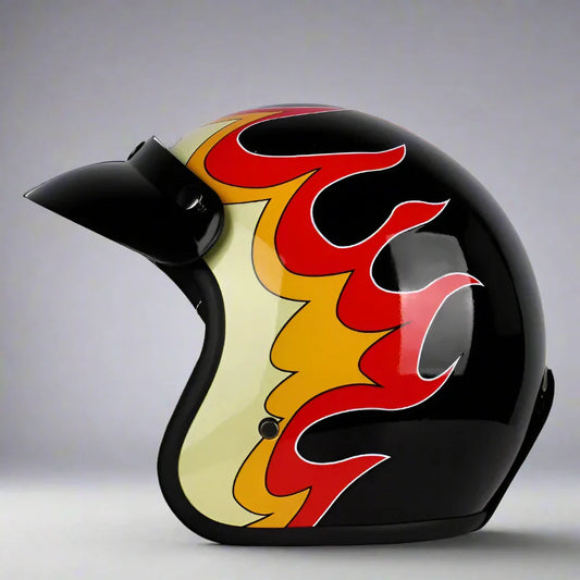 The Flame King - Vintage Open Face Helmet - DOT & ECE Approved