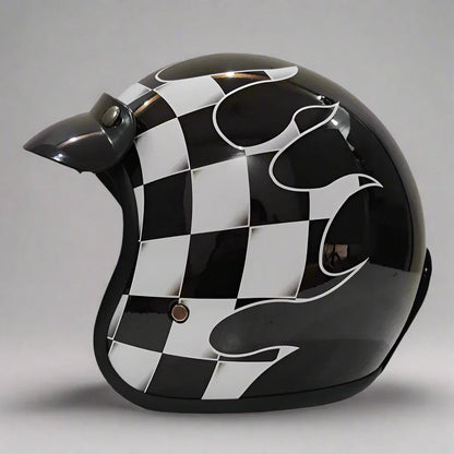 The Flame King - Vintage Open Face Helmet - DOT & ECE Approved