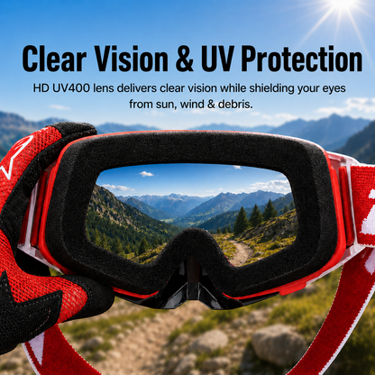 BikerZoneZ TrailShield MX Goggles – UV400 Anti-Fog Off-Road Riding Goggles