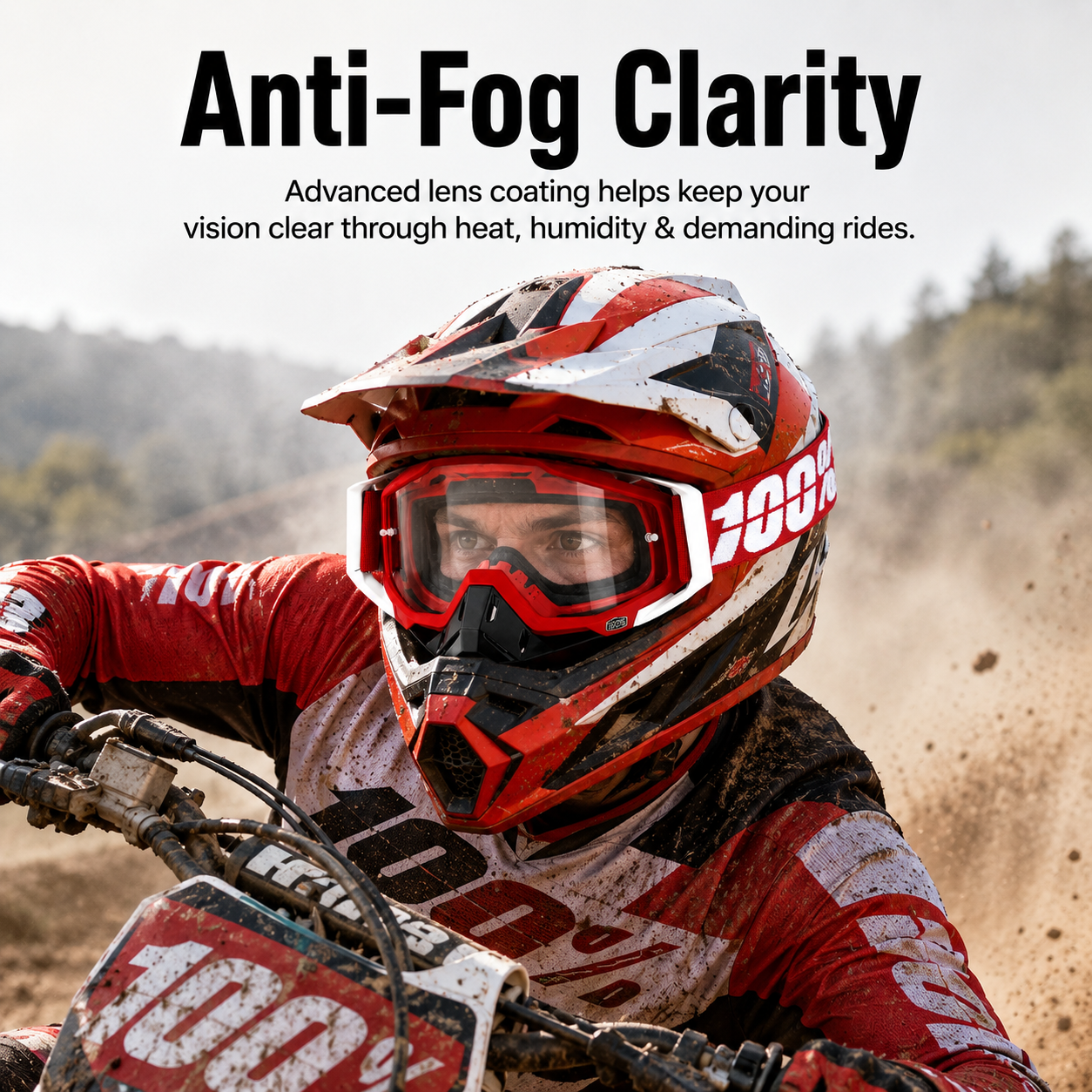BikerZoneZ TrailShield MX Goggles – UV400 Anti-Fog Off-Road Riding Goggles