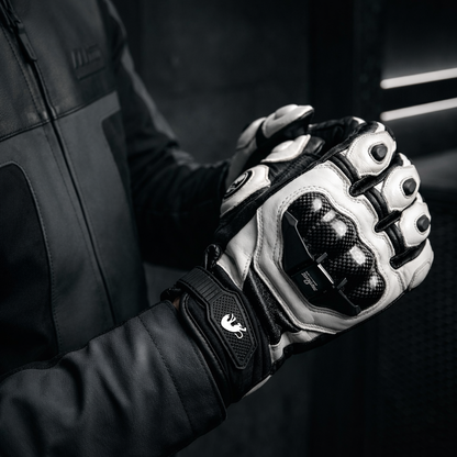 BikerZonez™  Armored Leather Riding Gloves – Carbon Knuckle Protection