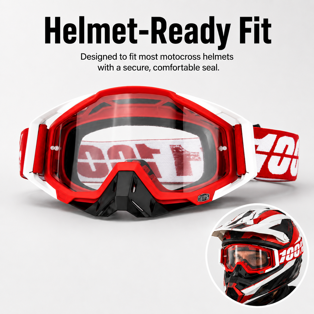 BikerZoneZ TrailShield MX Goggles – UV400 Anti-Fog Off-Road Riding Goggles
