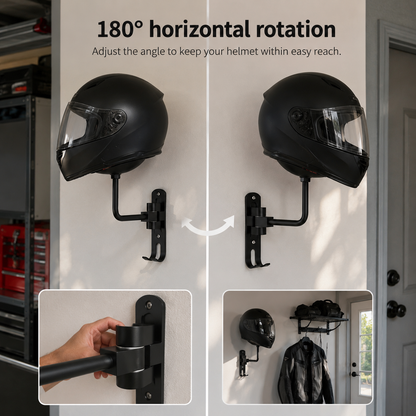 BikerZonez 180° Swivel Wall-Mounted Helmet Holder