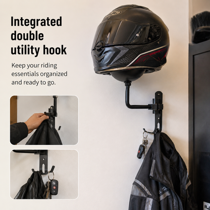 BikerZonez 180° Swivel Wall-Mounted Helmet Holder