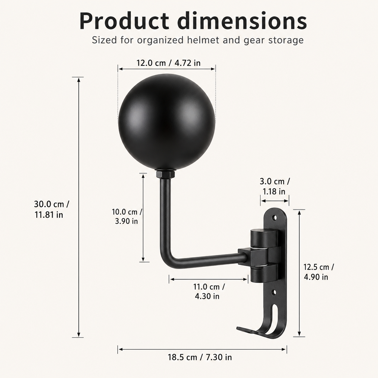 BikerZonez 180° Swivel Wall-Mounted Helmet Holder