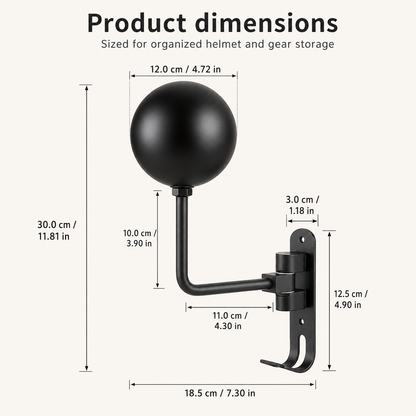 BikerZonez 180° Swivel Wall-Mounted Helmet Holder