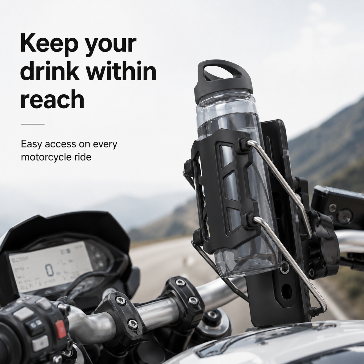 BikerZoneZ Adjustable Motorcycle Water Bottle Holder