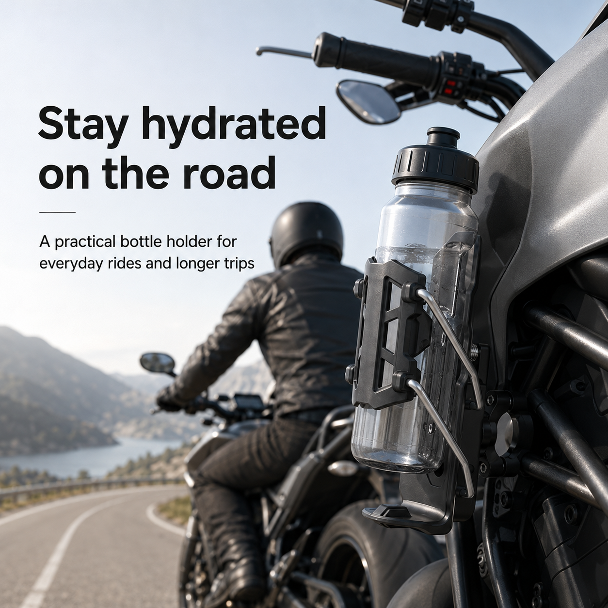 BikerZoneZ Adjustable Motorcycle Water Bottle Holder