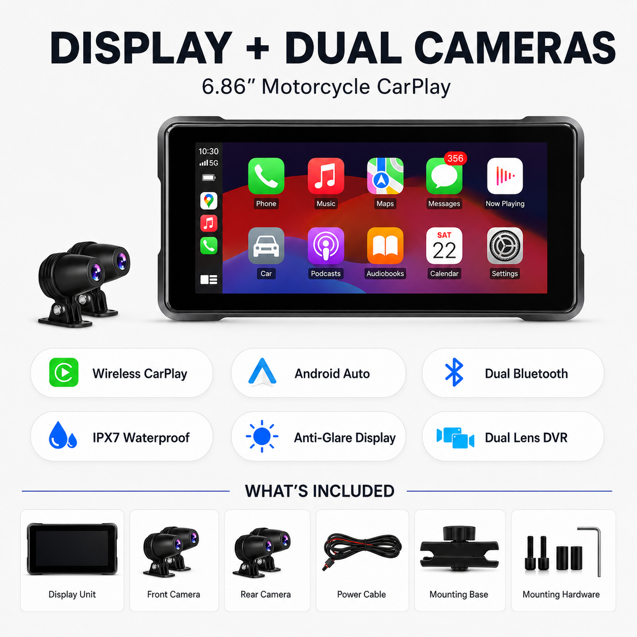 BikerZonez 6.86” Motorcycle CarPlay