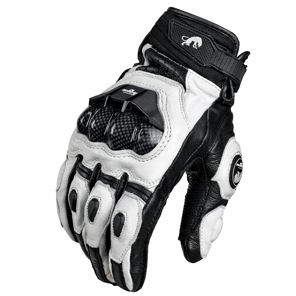 BikerZonez™  Armored Leather Riding Gloves – Carbon Knuckle Protection