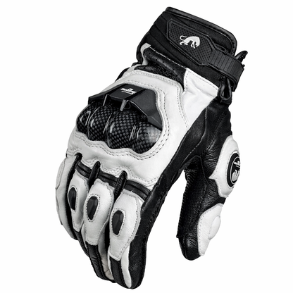 BikerZonez™  Armored Leather Riding Gloves – Carbon Knuckle Protection