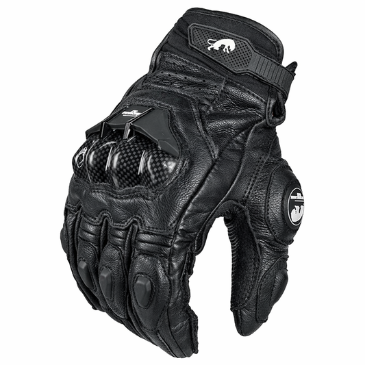 BikerZonez™  Armored Leather Riding Gloves – Carbon Knuckle Protection