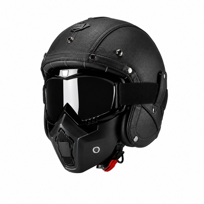 BikerZonez RogueCruise™ Vintage Open Helmet with Face Mask