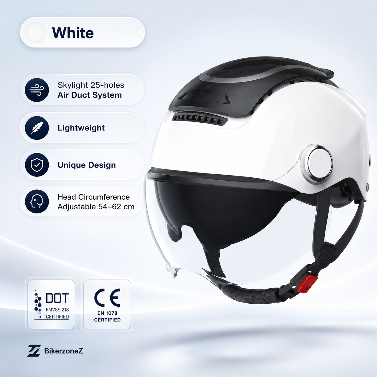 BikerZoneZ AeroLite™ Dual-Lens Half Helmet