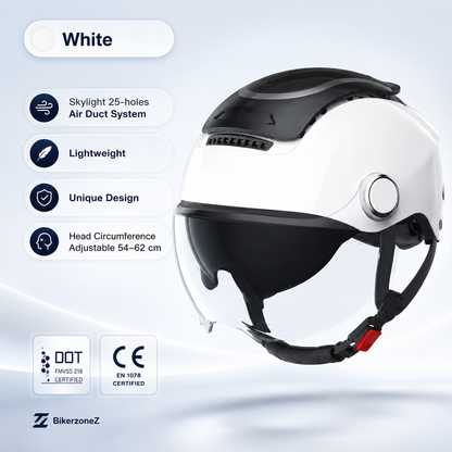 BikerZoneZ AeroLite™ Dual-Lens Half Helmet