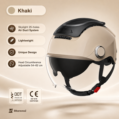 BikerZoneZ AeroLite™ Dual-Lens Half Helmet