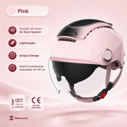 BikerZoneZ AeroLite™ Dual-Lens Half Helmet