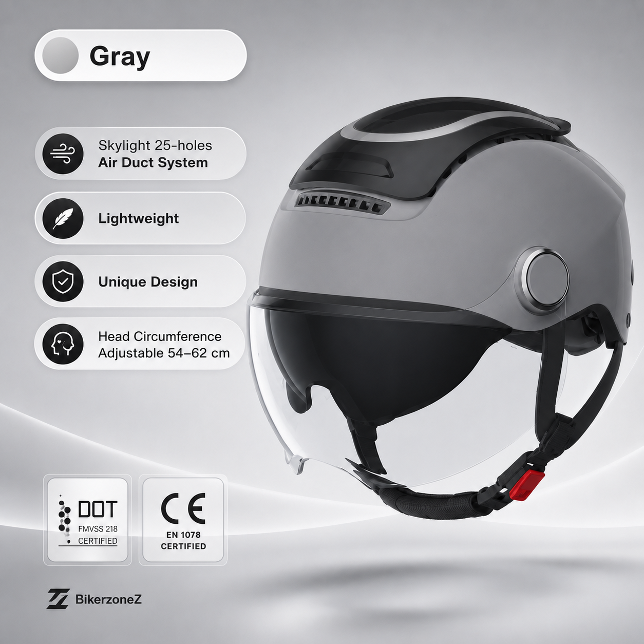 BikerZoneZ AeroLite™ Dual-Lens Half Helmet