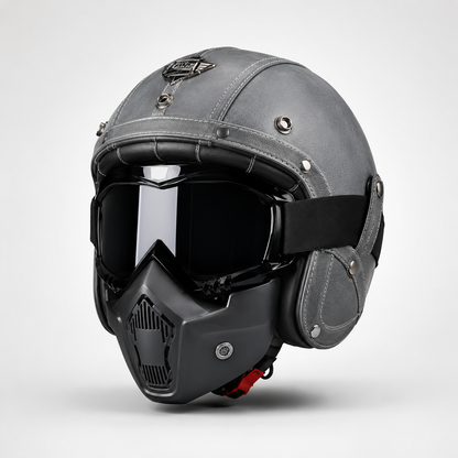 BikerZonez RogueCruise™ Vintage Open Helmet with Face Mask