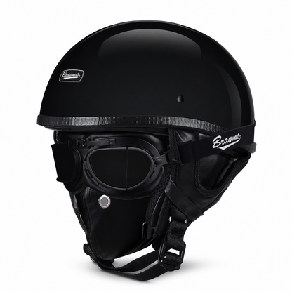 BikerZoneZ IronRider Retro Half Helmet