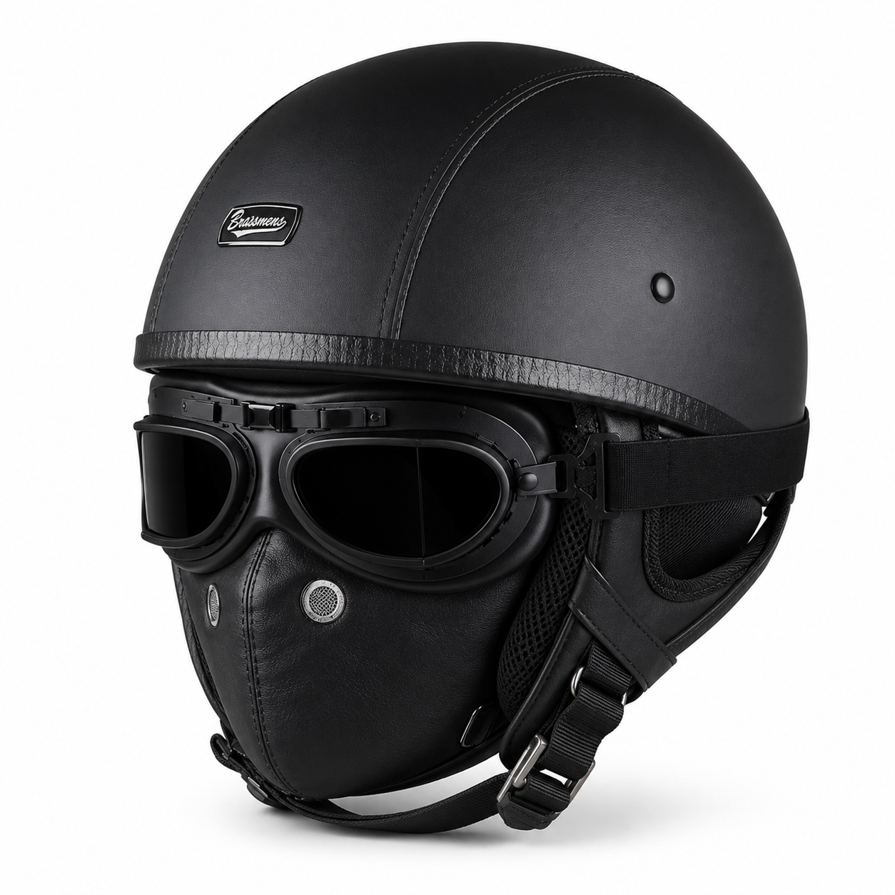 BikerZoneZ IronRider Retro Half Helmet