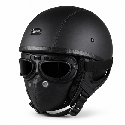 BikerZoneZ IronRider Retro Half Helmet
