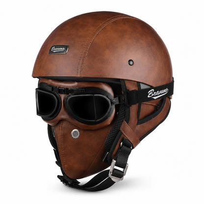 BikerZoneZ IronRider Retro Half Helmet
