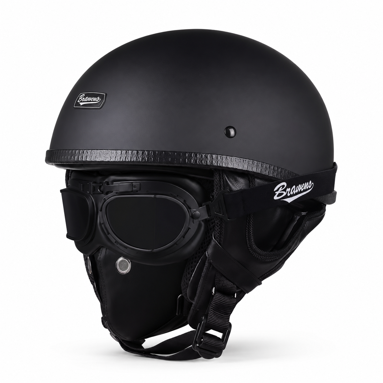 BikerZoneZ IronRider Retro Half Helmet